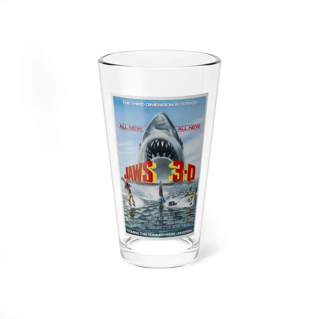 JAWS 3-D 1983 Movie Poster - Pint Glass 16oz 16oz - Go Mug Yourself