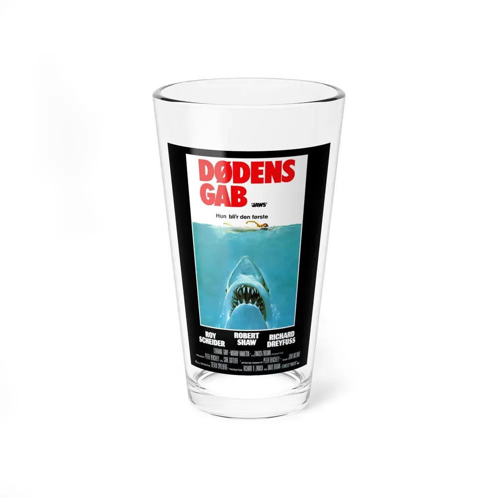 JAWS (DANISH) 1975 Movie Poster - Pint Glass 16oz 16oz - Go Mug Yourself