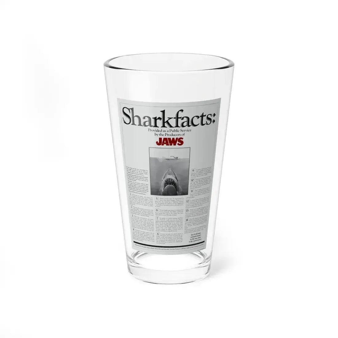 JAWS (TEASER) 1975 Movie Poster - Pint Glass 16oz 16oz - Go Mug Yourself