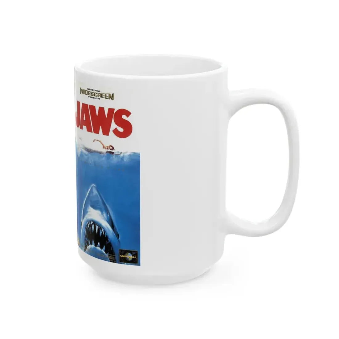JAWS (VHS COVER) - White Coffee Mug - Go Mug Yourself