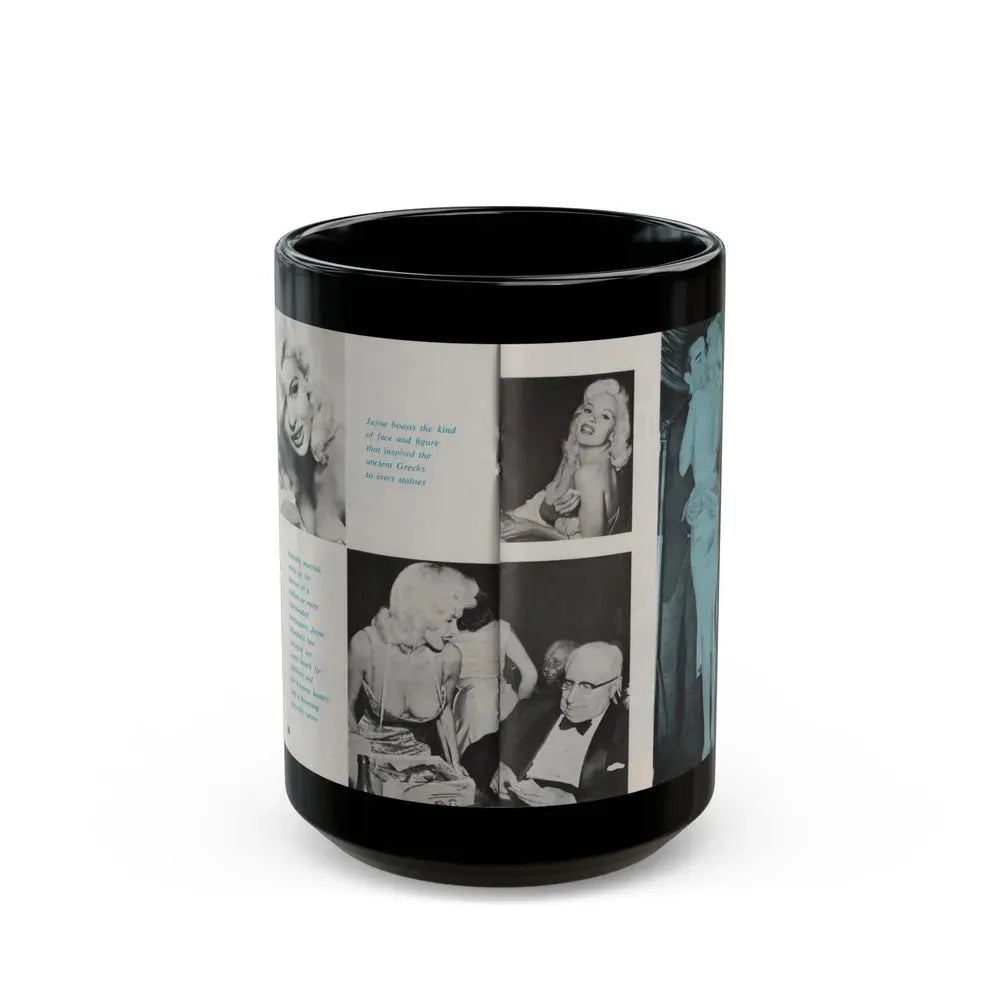 Jayne Mansfield #149 - Pose! Pocket Mag. July '58 - 4 B&W Photos (Vintage Female Icon) Black Coffee Mug 15oz - Go Mug Yourself