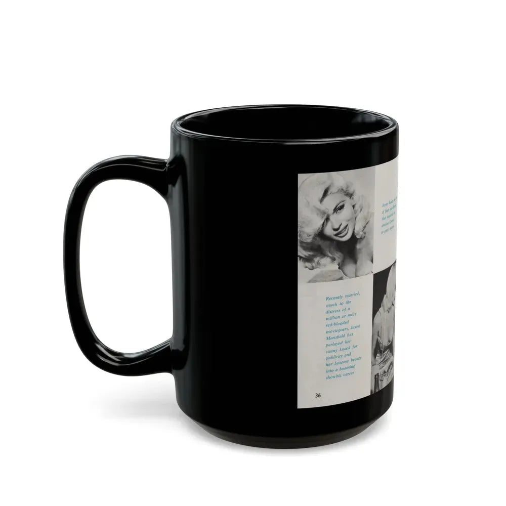 Jayne Mansfield #149 - Pose! Pocket Mag. July '58 - 4 B&W Photos (Vintage Female Icon) Black Coffee Mug - Go Mug Yourself