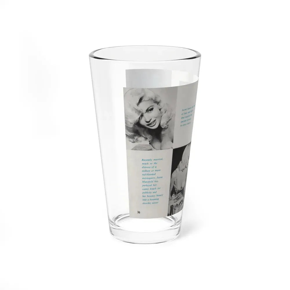 Jayne Mansfield #149 - Pose! Pocket Mag. July '58 - 4 B&W Photos (Vintage Female Icon) Pint Glass 16oz - Go Mug Yourself