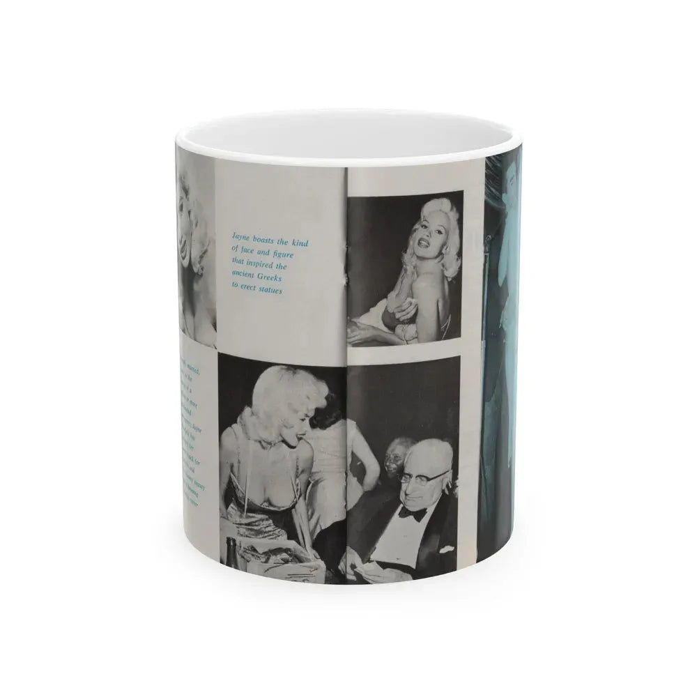 Jayne Mansfield #149 - Pose! Pocket Mag. July '58 - 4 B&W Photos (Vintage Female Icon) White Coffee Mug 11oz - Go Mug Yourself
