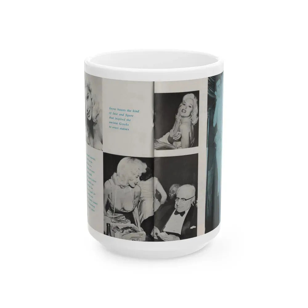 Jayne Mansfield #149 - Pose! Pocket Mag. July '58 - 4 B&W Photos (Vintage Female Icon) White Coffee Mug 15oz - Go Mug Yourself