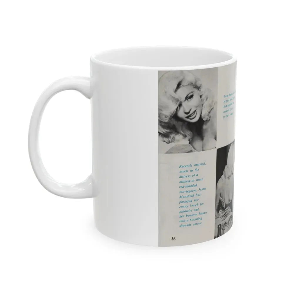 Jayne Mansfield #149 - Pose! Pocket Mag. July '58 - 4 B&W Photos (Vintage Female Icon) White Coffee Mug - Go Mug Yourself