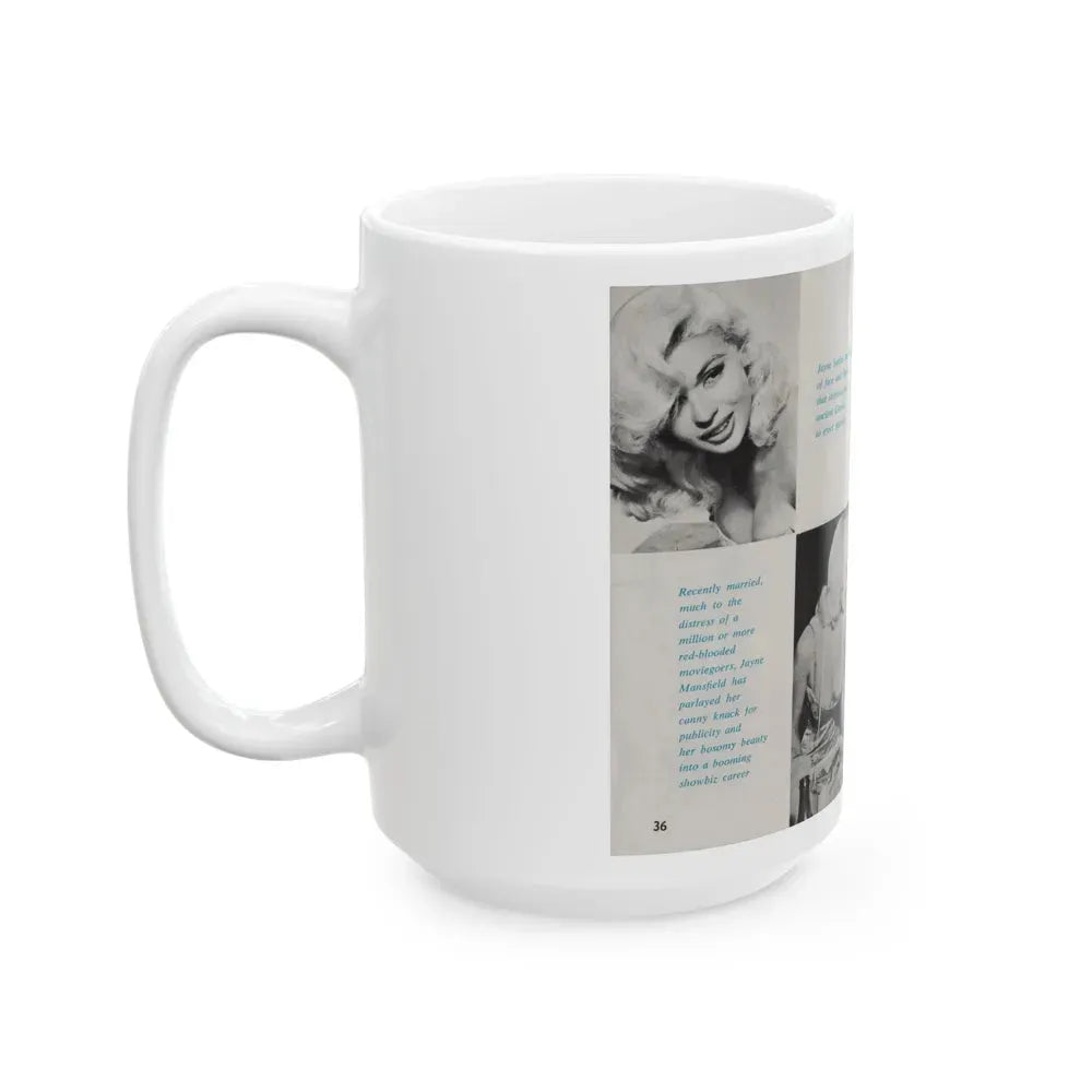 Jayne Mansfield #149 - Pose! Pocket Mag. July '58 - 4 B&W Photos (Vintage Female Icon) White Coffee Mug - Go Mug Yourself