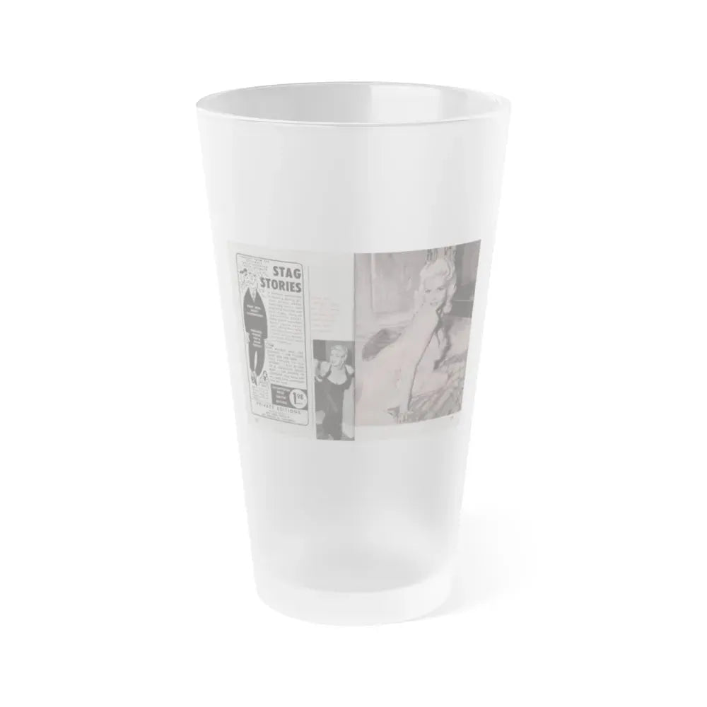 Jayne Mansfield #150 - Pose! Pocket Mag. July '58 - 3 B&W Photos (Vintage Female Icon) Frosted Pint Glass 16oz 16oz Frosted - Go Mug Yourself