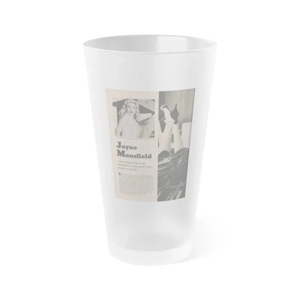 Jayne Mansfield #166 - 1 Page, 2 B&W Photo, Caption & Article from Fabulous Females Mag. Issue #01 '55 (Vintage Female Icon) Frosted Pint Glass 16oz 16oz Frosted - Go Mug Yourself