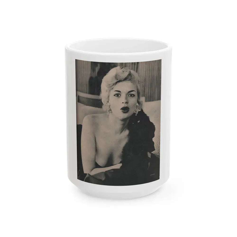 Jayne Mansfield #167 - 1 Page, 1 B&W Photo from Fabulous Females Mag. Issue #01 '55 (Vintage Female Icon) White Coffee Mug 15oz - Go Mug Yourself