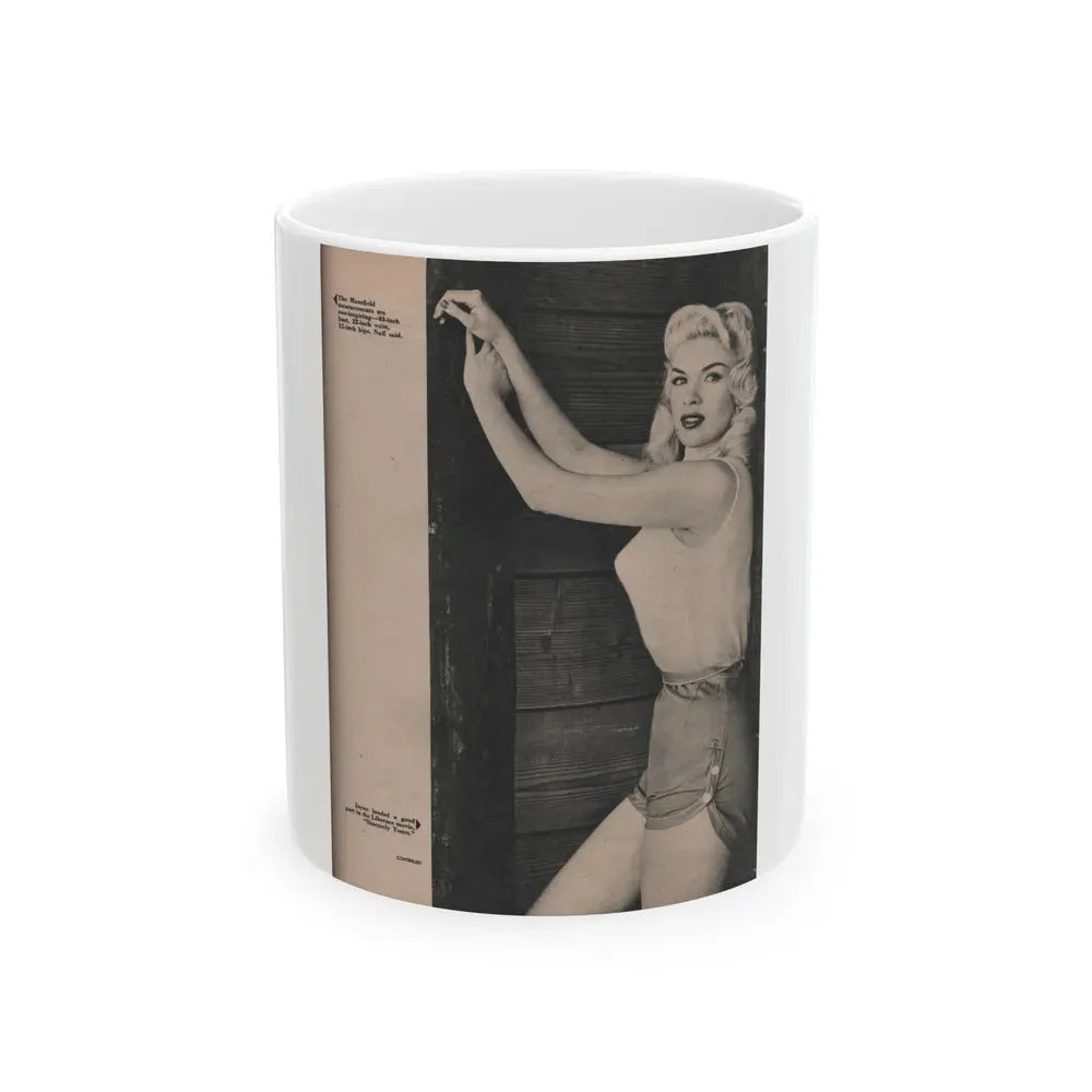 Jayne Mansfield #169 - Fabulous Females Mag. Issue #01 '55 - 1 B&W Photo (Vintage Female Icon) White Coffee Mug 11oz - Go Mug Yourself