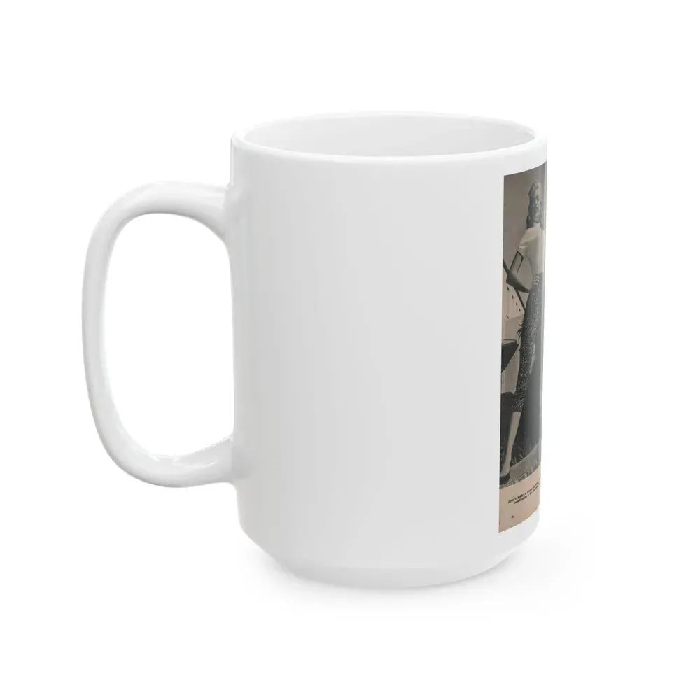 Jayne Mansfield #170 - Fabulous Females Mag. Issue #01 '55 - 2 B&W Photos (Vintage Female Icon) White Coffee Mug - Go Mug Yourself