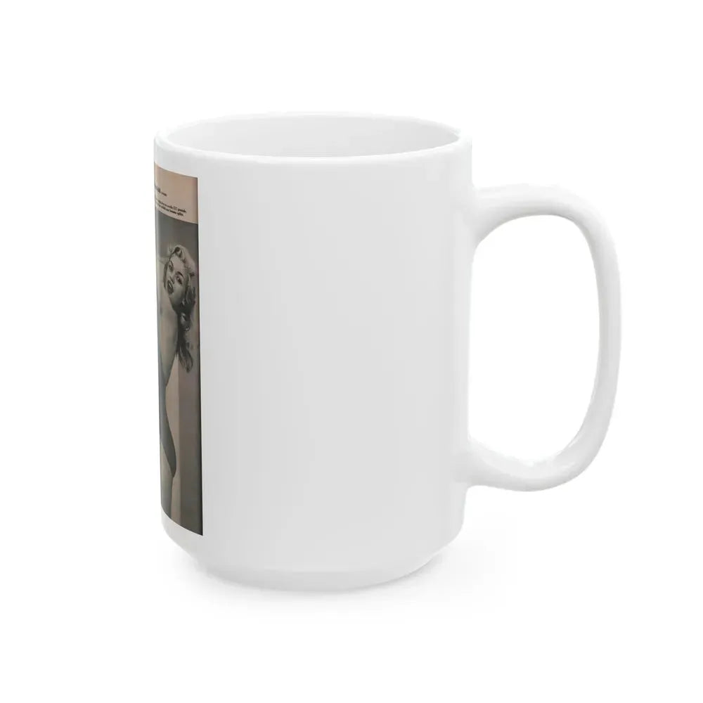 Jayne Mansfield #170 - Fabulous Females Mag. Issue #01 '55 - 2 B&W Photos (Vintage Female Icon) White Coffee Mug - Go Mug Yourself