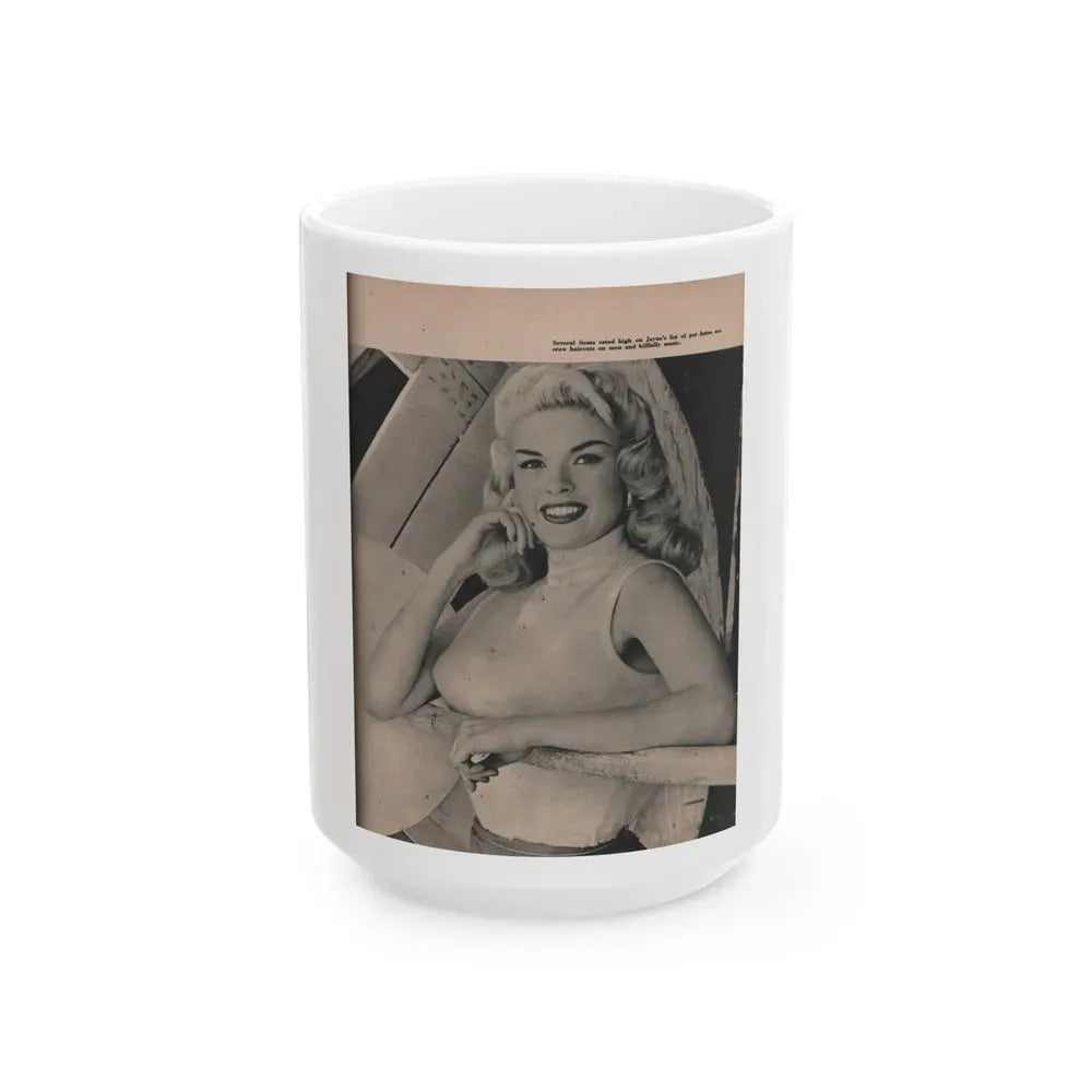 Jayne Mansfield #171 - Fabulous Females Mag. Issue #01 '55 - 1 B&W Photo (Vintage Female Icon) White Coffee Mug 15oz - Go Mug Yourself