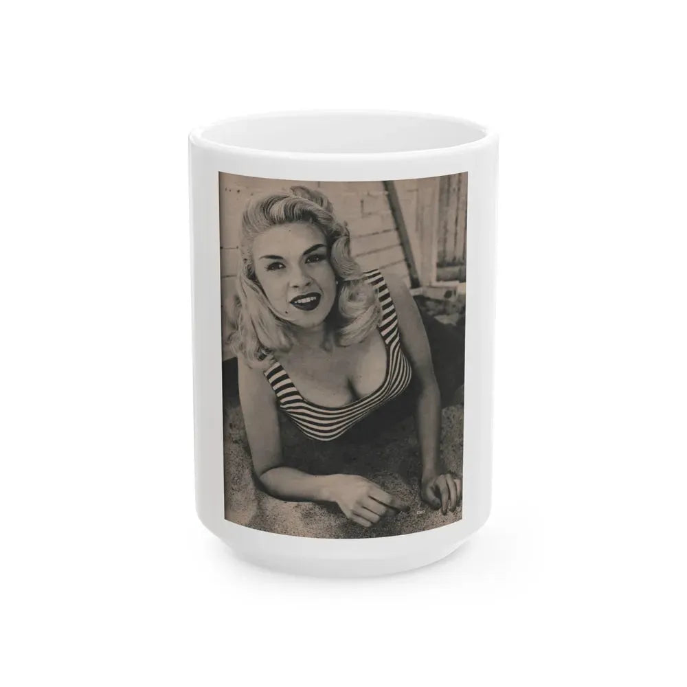 Jayne Mansfield #173 - Fabulous Females Mag. Issue #01 '55 - 1 B&W Photo (Vintage Female Icon) White Coffee Mug 15oz - Go Mug Yourself