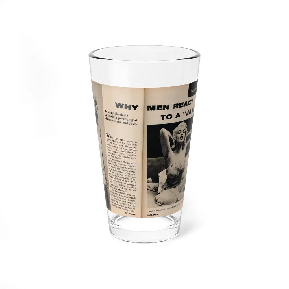 Jayne Mansfield #177 - 2 Pages, 2 B&W Photos, Caption & Article from Foto-rama Digest Mag. May '58 (Vintage Female Icon) Pint Glass 16oz 16oz - Go Mug Yourself