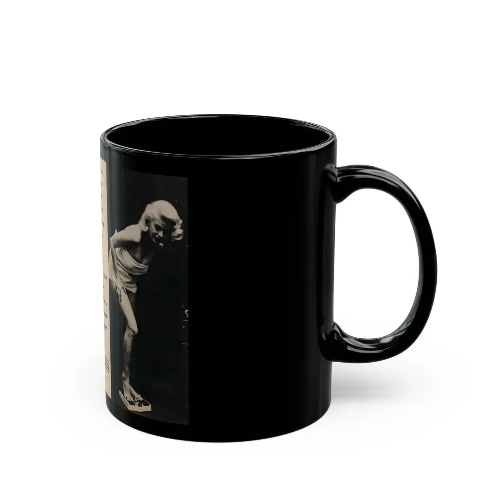 Jayne Mansfield #178 - 2 Pages, 3 B&W Photos, Captions & Article from Foto-rama Digest Mag. May '58 (Vintage Female Icon) Black Coffee Mug - Go Mug Yourself