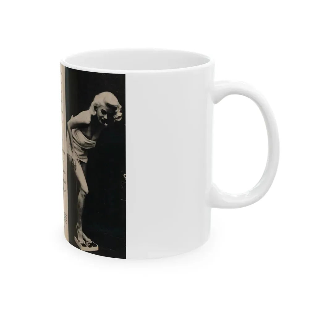 Jayne Mansfield #178 - 2 Pages, 3 B&W Photos, Captions & Article from Foto-rama Digest Mag. May '58 (Vintage Female Icon) White Coffee Mug - Go Mug Yourself