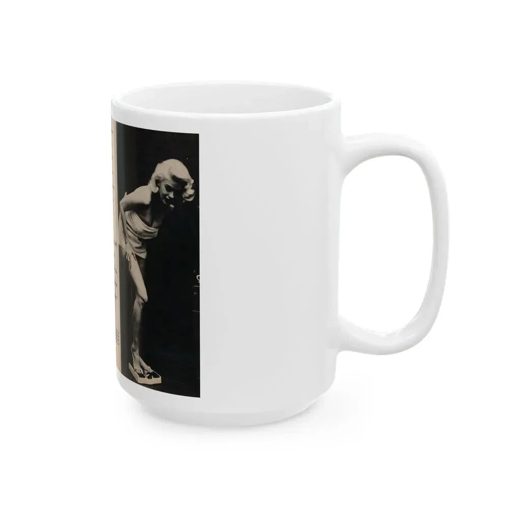 Jayne Mansfield #178 - 2 Pages, 3 B&W Photos, Captions & Article from Foto-rama Digest Mag. May '58 (Vintage Female Icon) White Coffee Mug - Go Mug Yourself