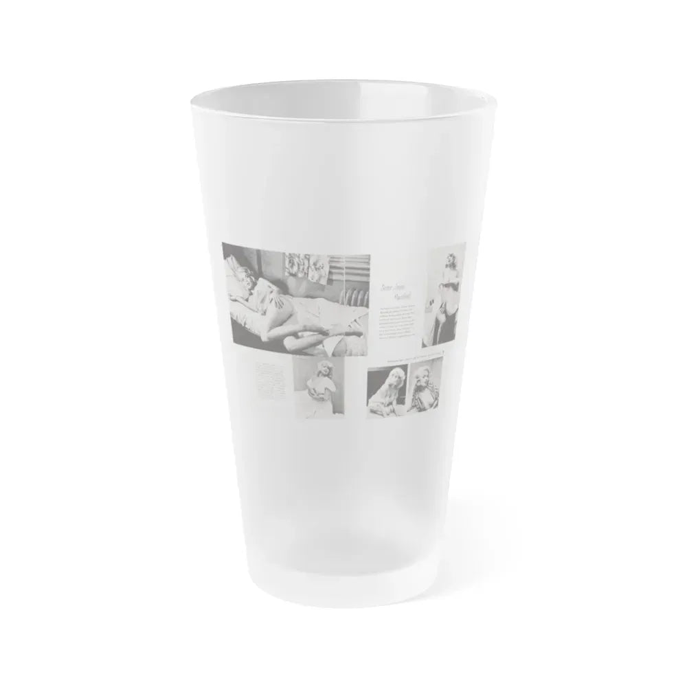 Jayne Mansfield #181 - 2 Pages, 5 B&W Photos & Captions from SCAMP Mag. May '57 (Vintage Female Icon) Frosted Pint Glass 16oz 16oz Frosted - Go Mug Yourself