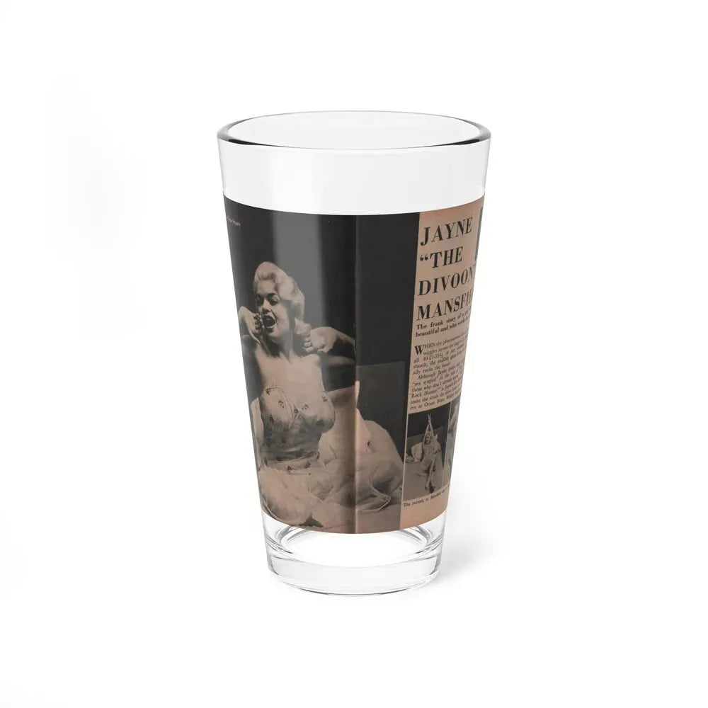 Jayne Mansfield #184 - 2 Pages, 2 Large B&W Photo & 3 Small Ones Plus Caption & Article from Foto-rama Digest Mag. Dec. '56 (Vintage Female Icon) Pint Glass 16oz 16oz - Go Mug Yourself