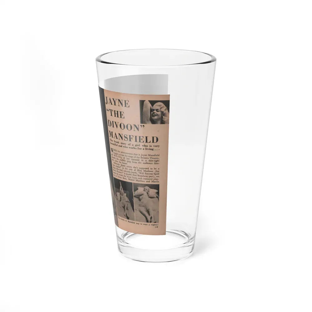 Jayne Mansfield #184 - 2 Pages, 2 Large B&W Photo & 3 Small Ones Plus Caption & Article from Foto-rama Digest Mag. Dec. '56 (Vintage Female Icon) Pint Glass 16oz - Go Mug Yourself