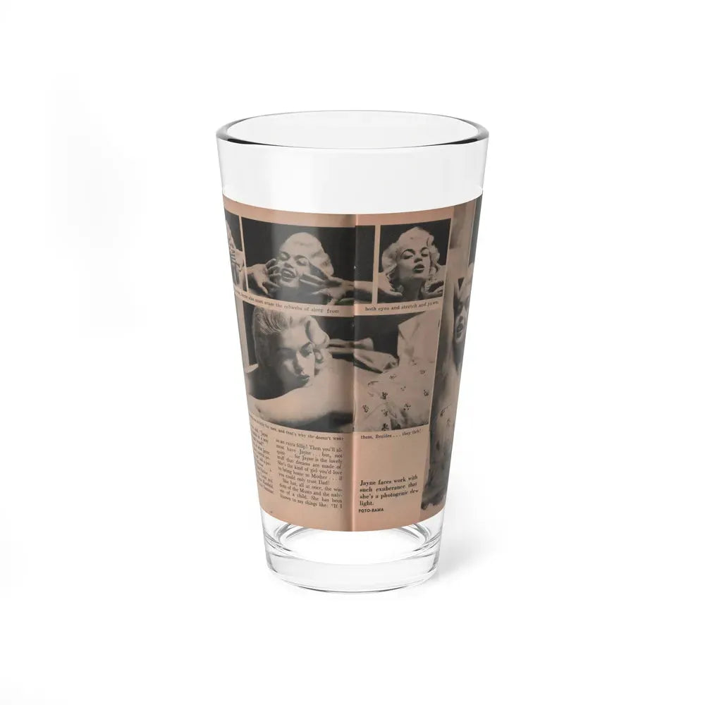 Jayne Mansfield #185 - 2 Pages, 4 B&W Photos, Captions & Article from Foto-rama Digest Mag. Dec. '56 (Vintage Female Icon) Pint Glass 16oz 16oz - Go Mug Yourself
