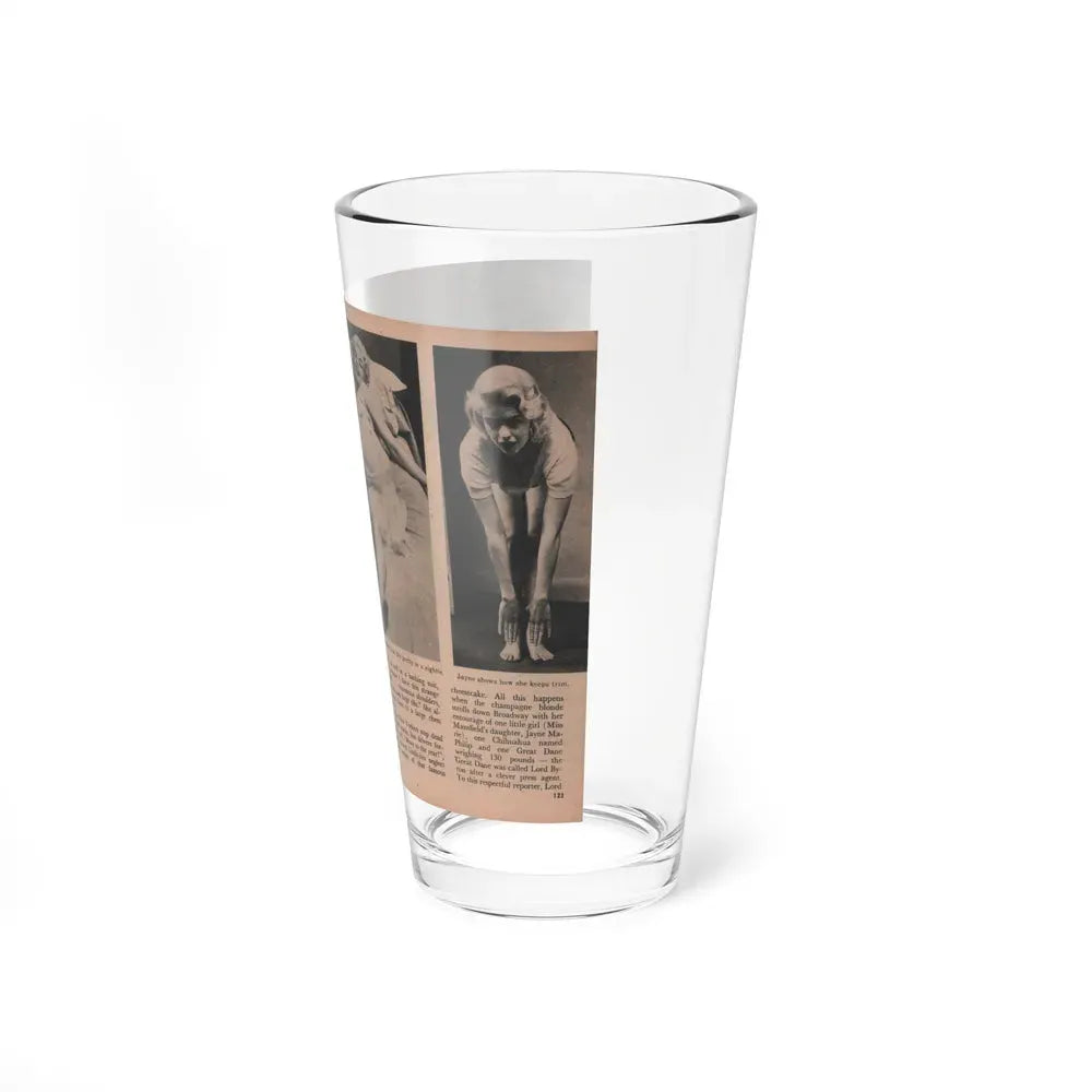 Jayne Mansfield #186 - 2 Pages, 4 B&W Photos, Captions & Article from Foto-rama Digest Mag. Dec. '56 (Vintage Female Icon) Pint Glass 16oz - Go Mug Yourself