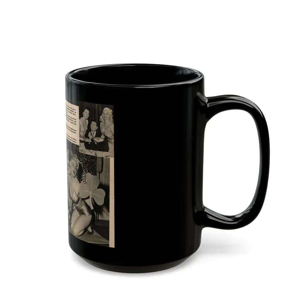 Jayne Mansfield #191 - 2 Pages, 3 B&W Photos, Captions & Article from PICTURE SCOPE January '57 (Vintage Female Icon) Black Coffee Mug - Go Mug Yourself