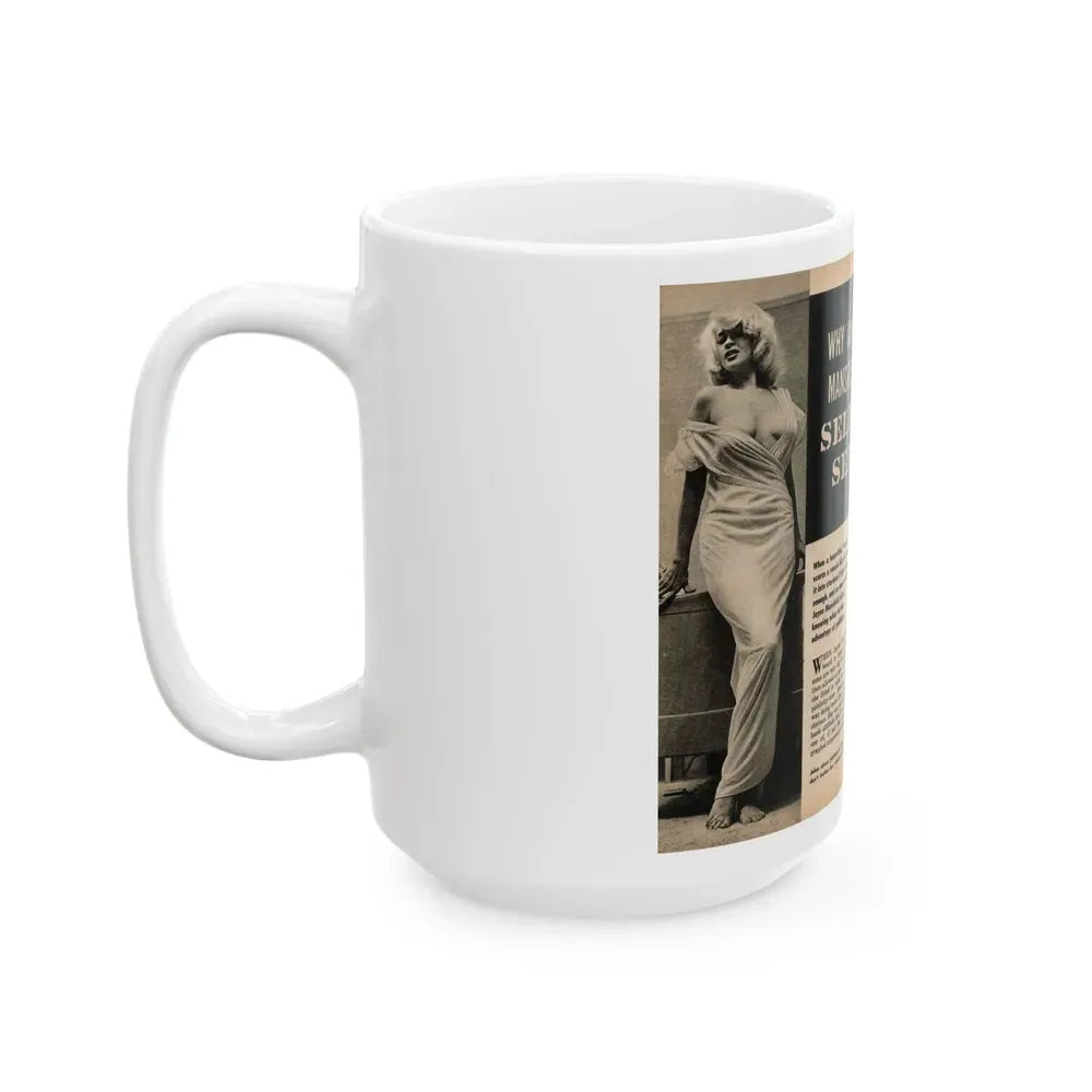 Jayne Mansfield #191 - 2 Pages, 3 B&W Photos, Captions & Article from PICTURE SCOPE January '57 (Vintage Female Icon) White Coffee Mug - Go Mug Yourself