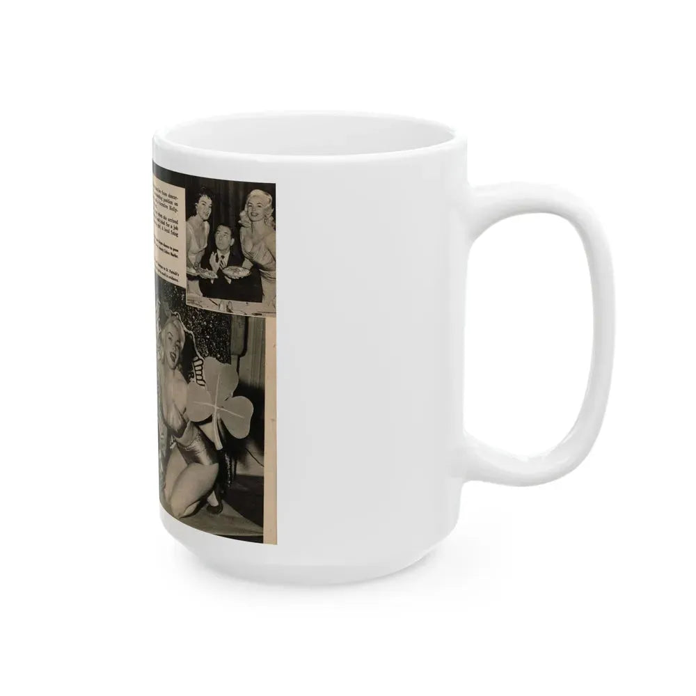 Jayne Mansfield #191 - 2 Pages, 3 B&W Photos, Captions & Article from PICTURE SCOPE January '57 (Vintage Female Icon) White Coffee Mug - Go Mug Yourself