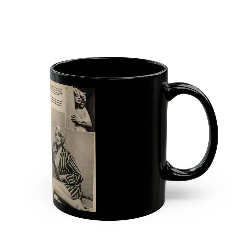 Jayne Mansfield #192 - 2 Pages, 5 B&W Photos & 4 Captions from PICTURE SCOPE January '57 (Vintage Female Icon) Black Coffee Mug - Go Mug Yourself