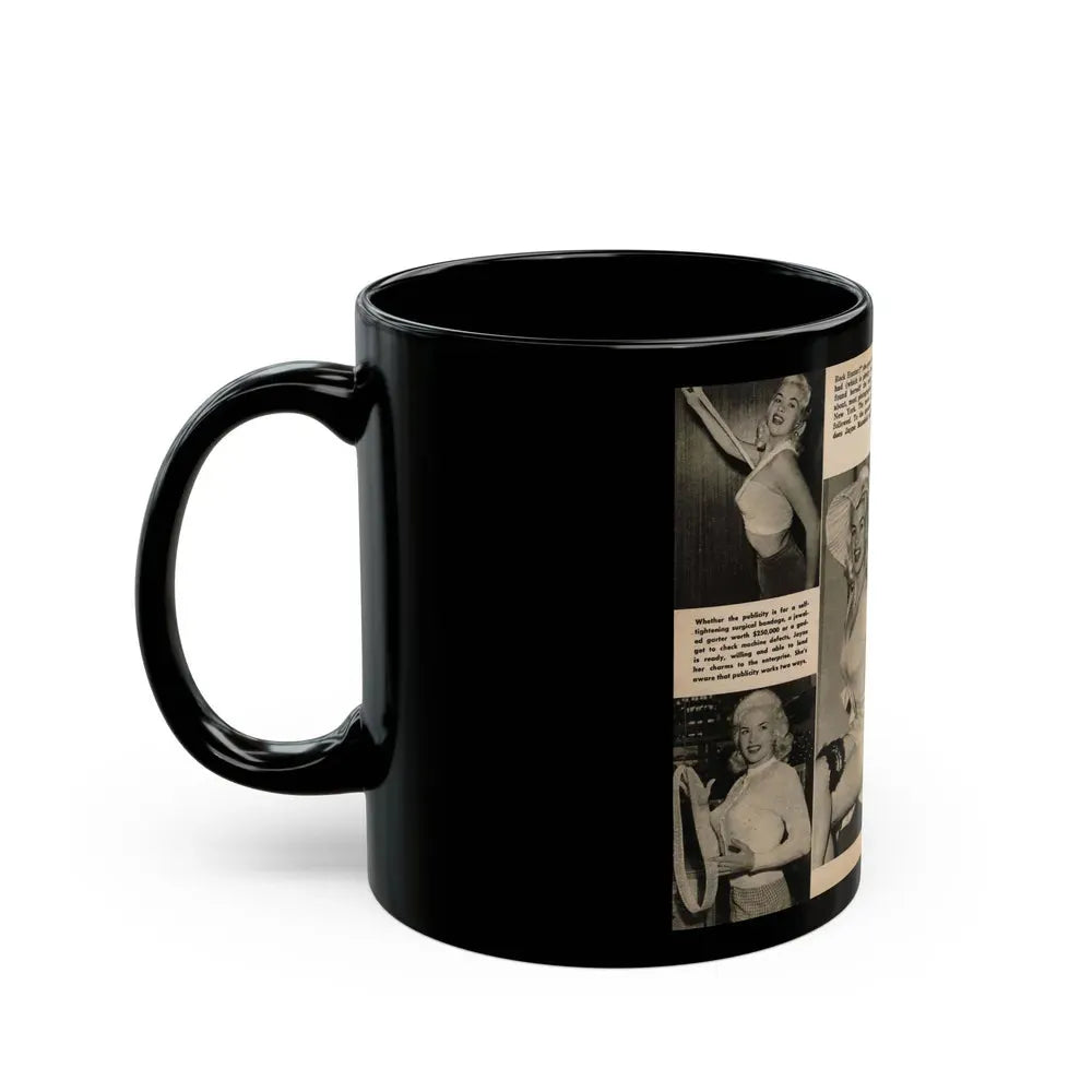 Jayne Mansfield #192 - 2 Pages, 5 B&W Photos & 4 Captions from PICTURE SCOPE January '57 (Vintage Female Icon) Black Coffee Mug - Go Mug Yourself