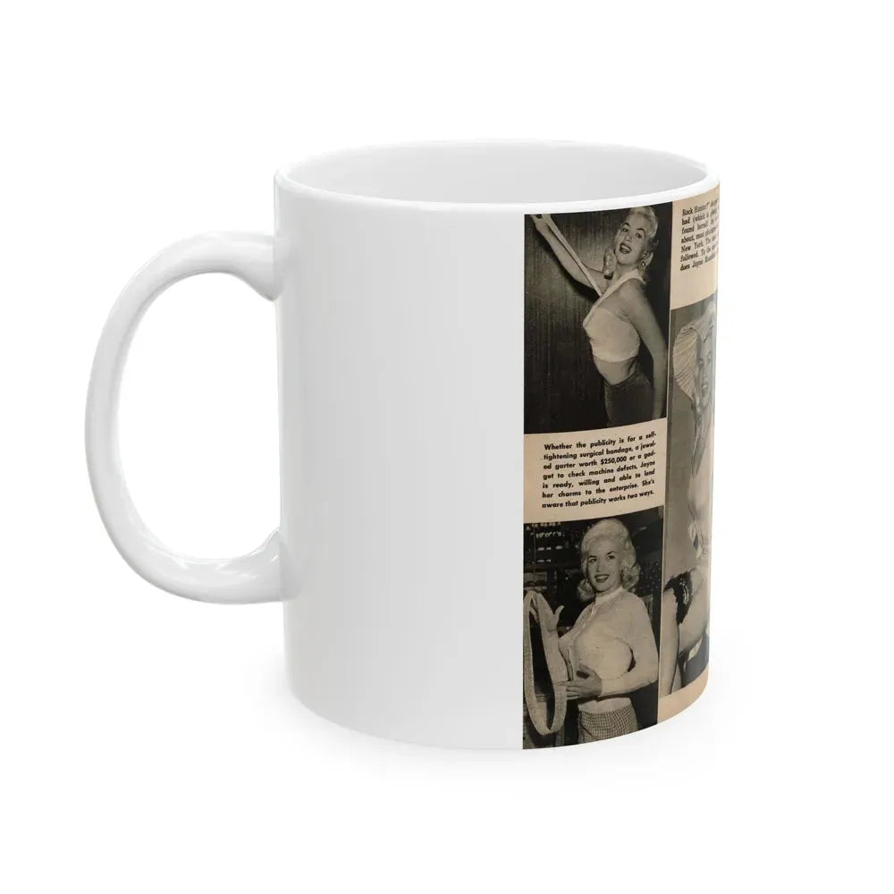 Jayne Mansfield #192 - 2 Pages, 5 B&W Photos & 4 Captions from PICTURE SCOPE January '57 (Vintage Female Icon) White Coffee Mug - Go Mug Yourself