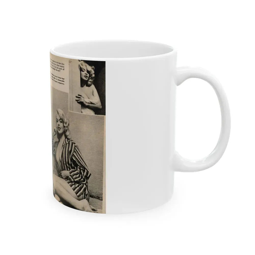 Jayne Mansfield #192 - 2 Pages, 5 B&W Photos & 4 Captions from PICTURE SCOPE January '57 (Vintage Female Icon) White Coffee Mug - Go Mug Yourself