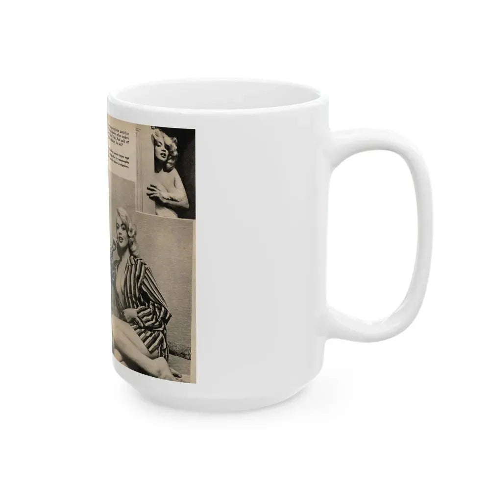 Jayne Mansfield #192 - 2 Pages, 5 B&W Photos & 4 Captions from PICTURE SCOPE January '57 (Vintage Female Icon) White Coffee Mug - Go Mug Yourself