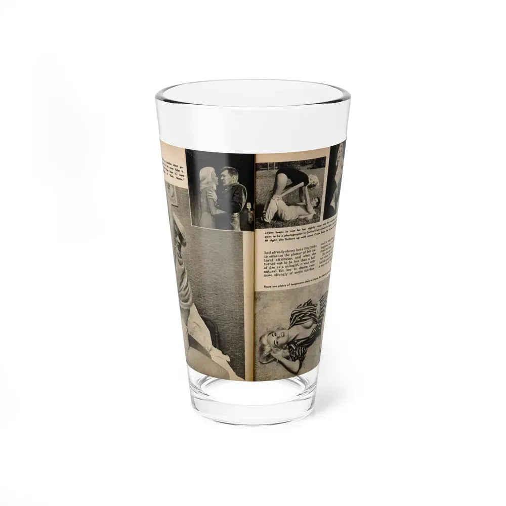 Jayne Mansfield #193 - 2 Pages, 5 B&W Photos, Captions & Article from PICTURE SCOPE January '57 (Vintage Female Icon) Pint Glass 16oz 16oz - Go Mug Yourself