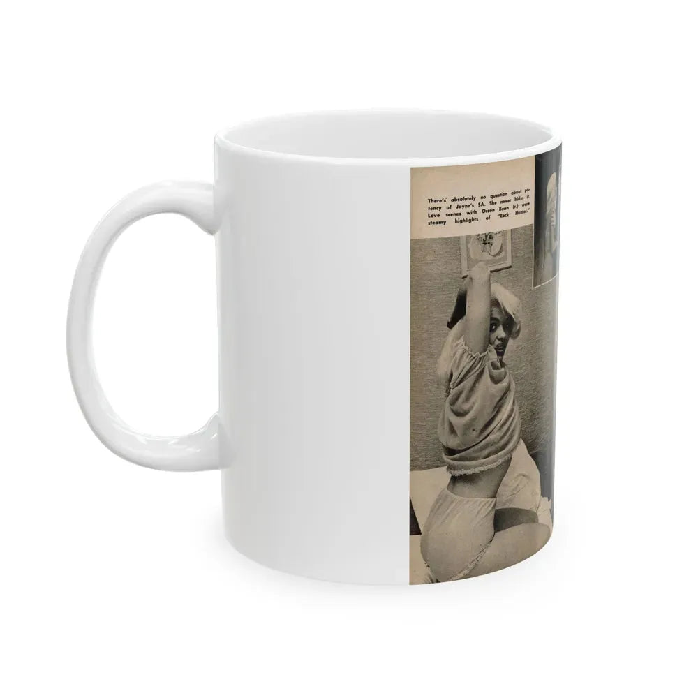 Jayne Mansfield #193 - 2 Pages, 5 B&W Photos, Captions & Article from PICTURE SCOPE January '57 (Vintage Female Icon) White Coffee Mug - Go Mug Yourself