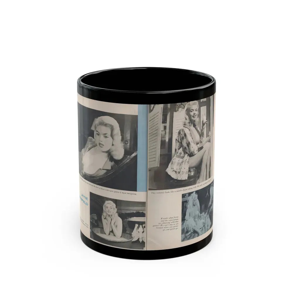 Jayne Mansfield #275 - Pages 3 & 4 of 4 with, 4 B&W Photos from Jem Magazine Nov. '56 (Vintage Female Icon) Black Coffee Mug 11oz - Go Mug Yourself