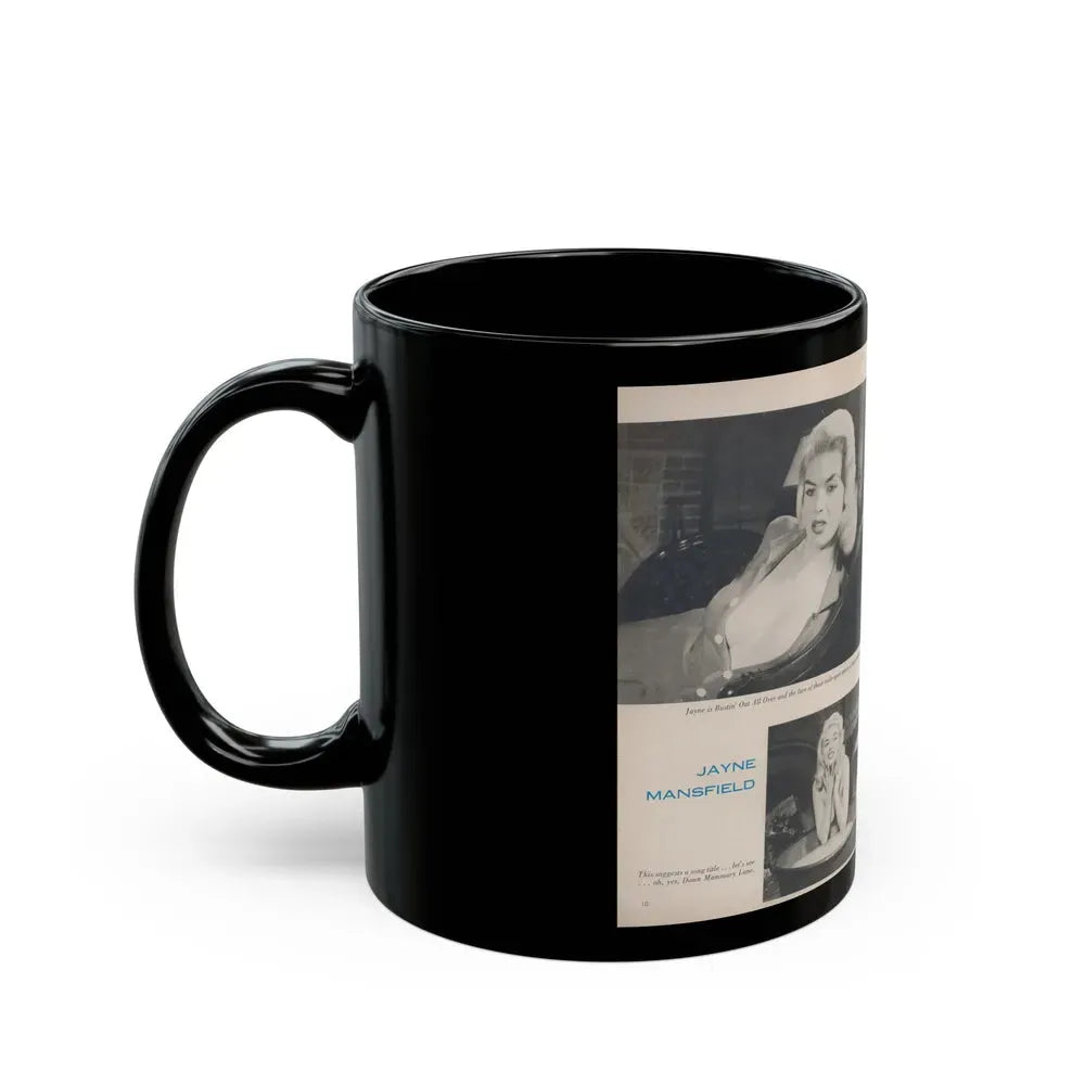 Jayne Mansfield #275 - Pages 3 & 4 of 4 with, 4 B&W Photos from Jem Magazine Nov. '56 (Vintage Female Icon) Black Coffee Mug - Go Mug Yourself