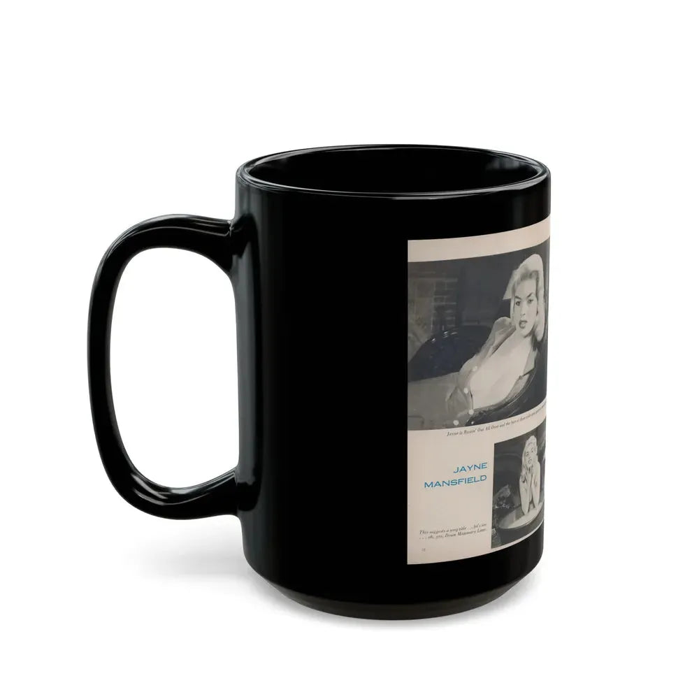 Jayne Mansfield #275 - Pages 3 & 4 of 4 with, 4 B&W Photos from Jem Magazine Nov. '56 (Vintage Female Icon) Black Coffee Mug - Go Mug Yourself