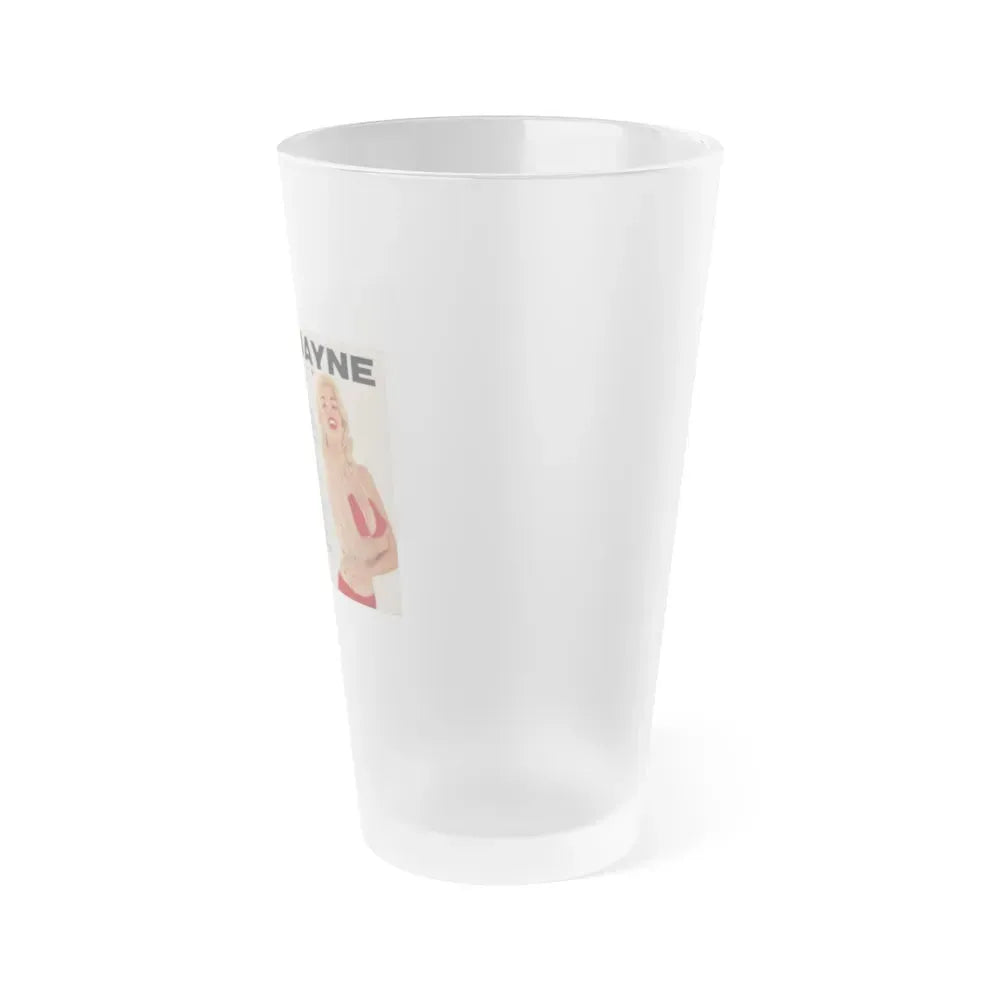 Jayne Mansfield #277 - JAYNE Pocket Magazine unfolded front & back cover with over 50 photos of her! (Vintage Female Icon) Frosted Pint Glass 16oz - Go Mug Yourself