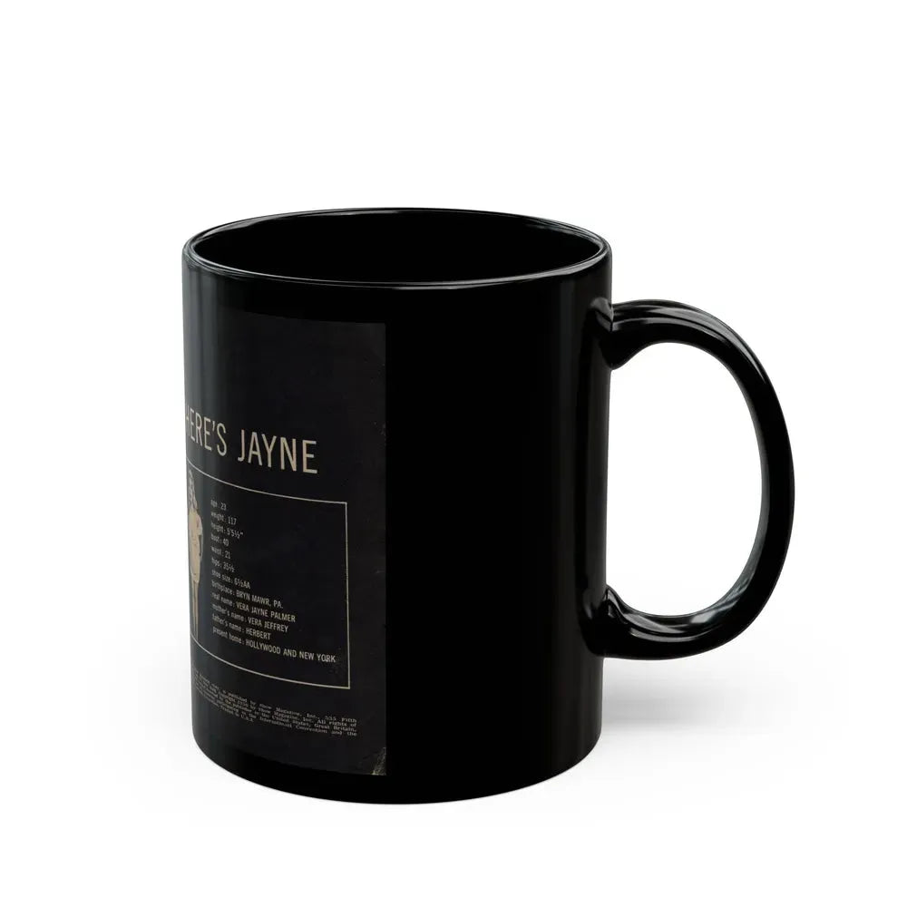 Jayne Mansfield #278 - JAYNE Pocket Magazine inside & Pages 1 (Vintage Female Icon) Black Coffee Mug - Go Mug Yourself