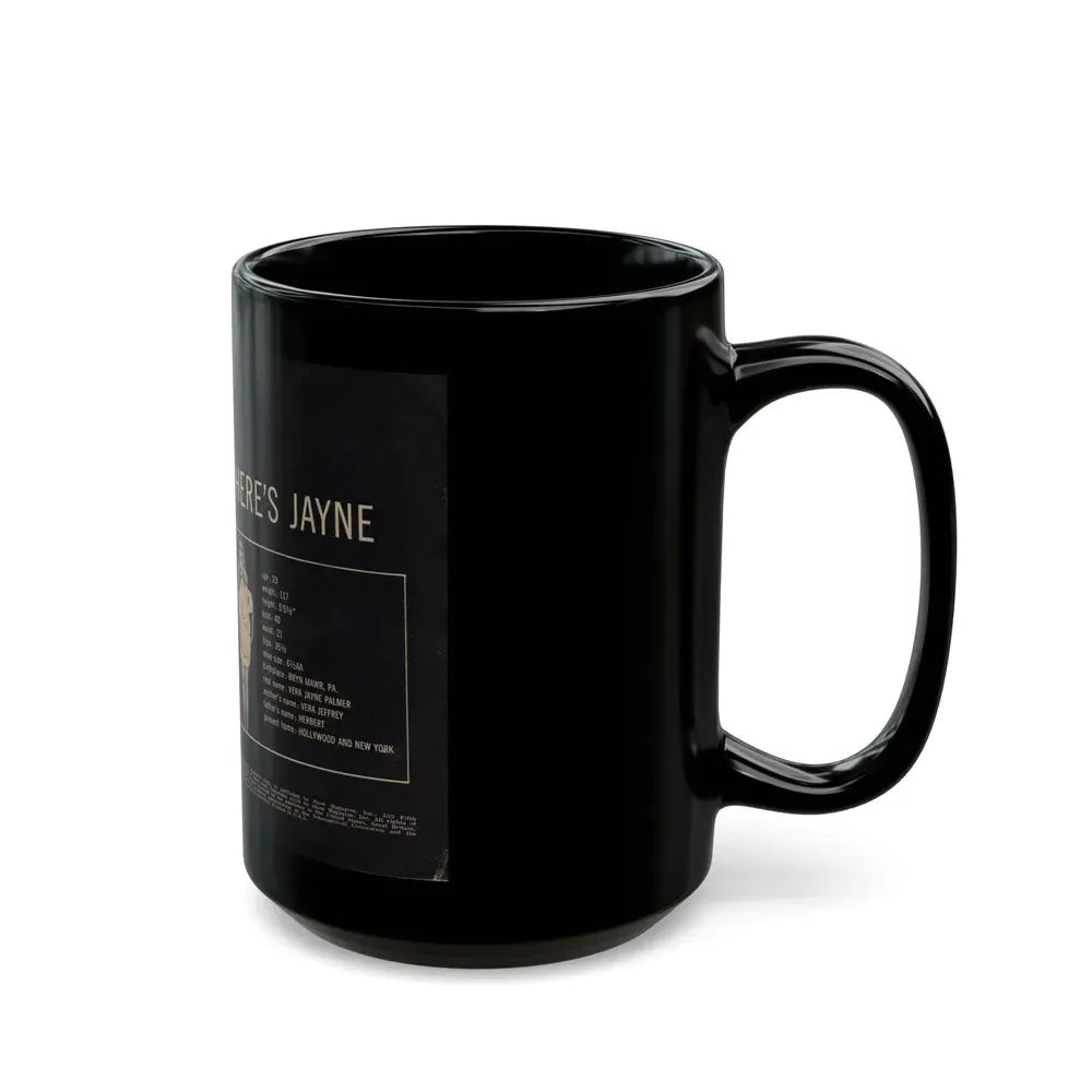 Jayne Mansfield #278 - JAYNE Pocket Magazine inside & Pages 1 (Vintage Female Icon) Black Coffee Mug - Go Mug Yourself
