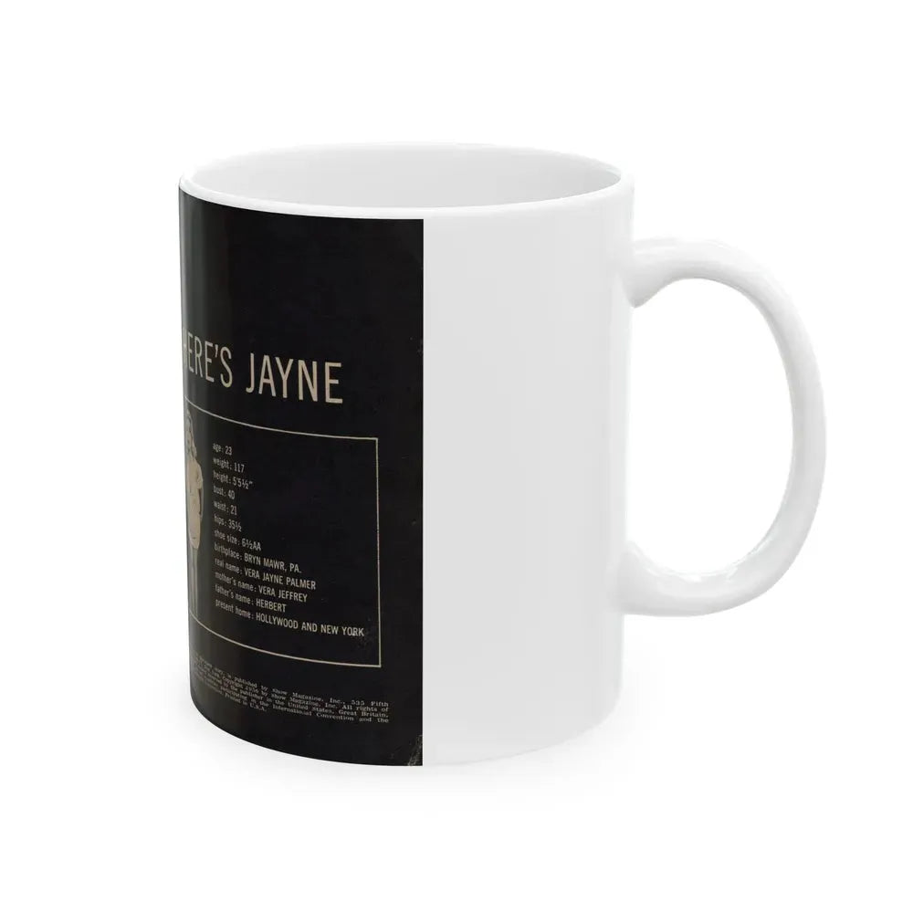 Jayne Mansfield #278 - JAYNE Pocket Magazine inside & Pages 1 (Vintage Female Icon) White Coffee Mug - Go Mug Yourself