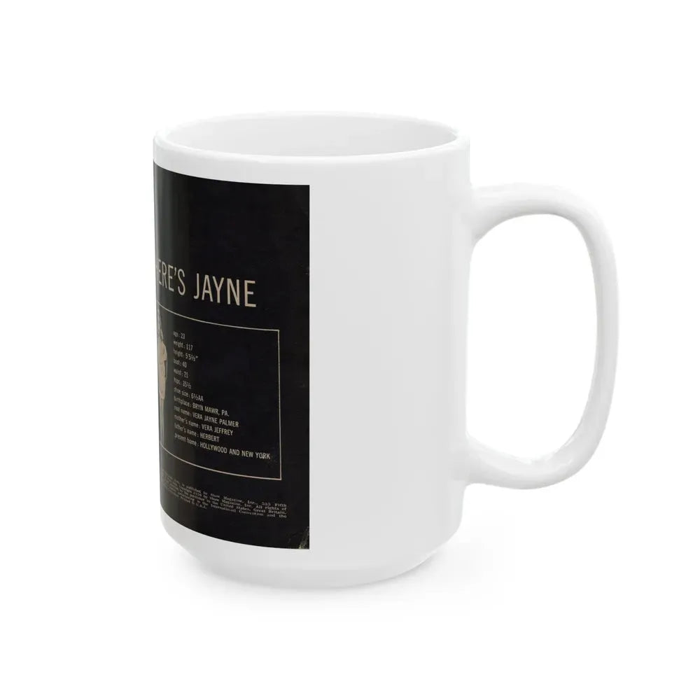 Jayne Mansfield #278 - JAYNE Pocket Magazine inside & Pages 1 (Vintage Female Icon) White Coffee Mug - Go Mug Yourself
