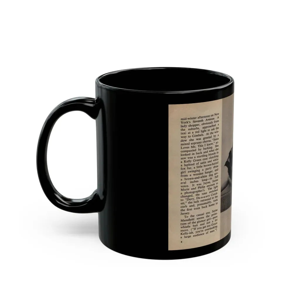 Jayne Mansfield #282 - JAYNE Pocket Magazine Pages 8 & 9 (Vintage Female Icon) Black Coffee Mug - Go Mug Yourself