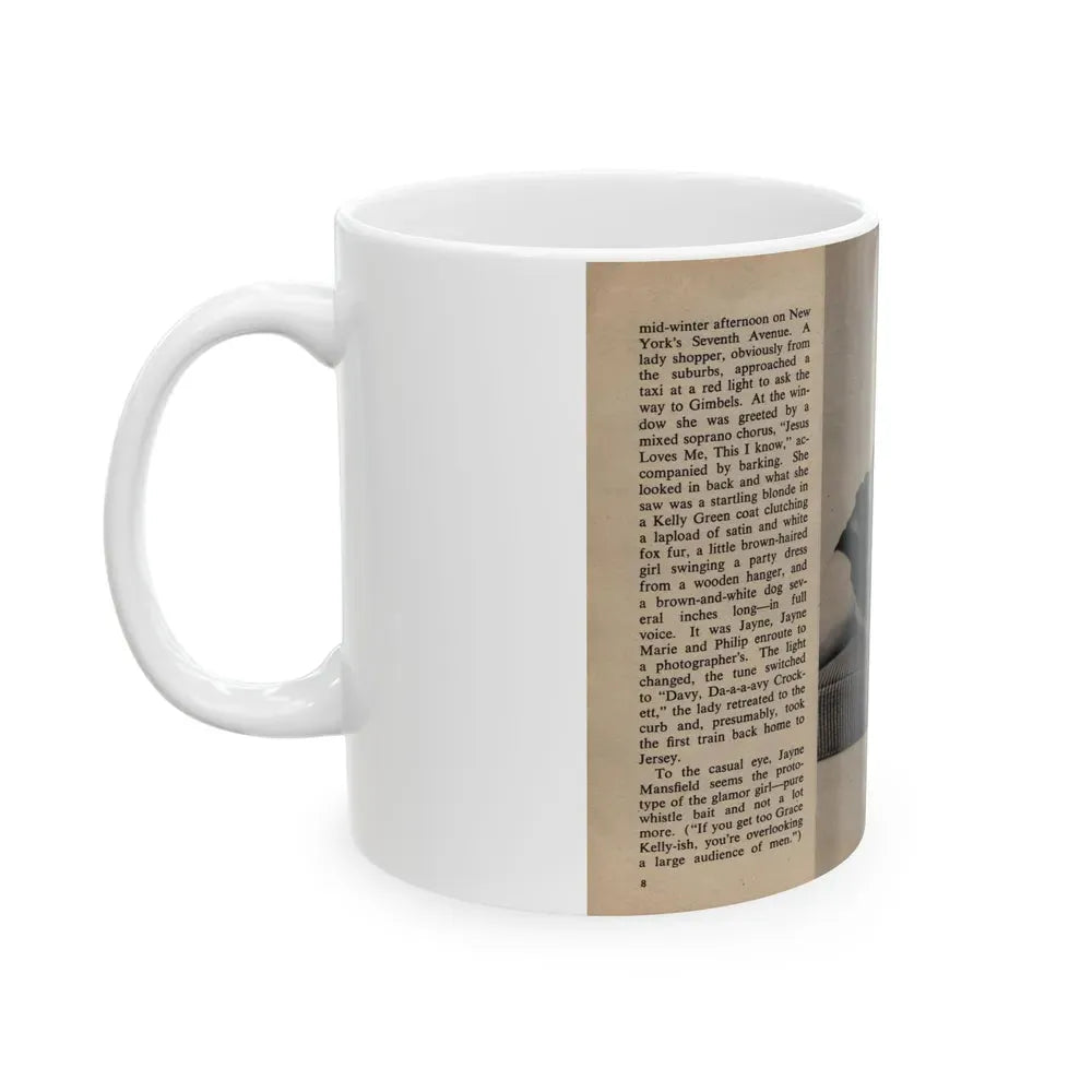 Jayne Mansfield #282 - JAYNE Pocket Magazine Pages 8 & 9 (Vintage Female Icon) White Coffee Mug - Go Mug Yourself