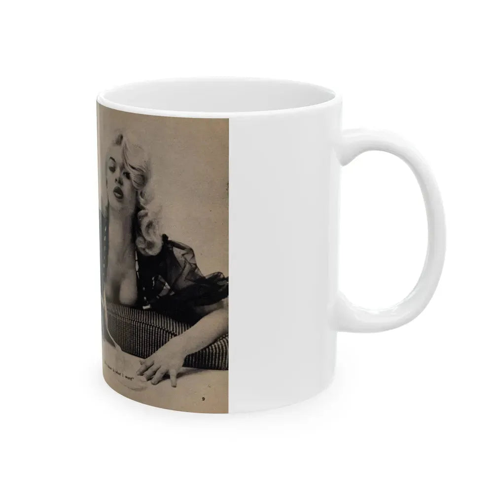 Jayne Mansfield #282 - JAYNE Pocket Magazine Pages 8 & 9 (Vintage Female Icon) White Coffee Mug - Go Mug Yourself