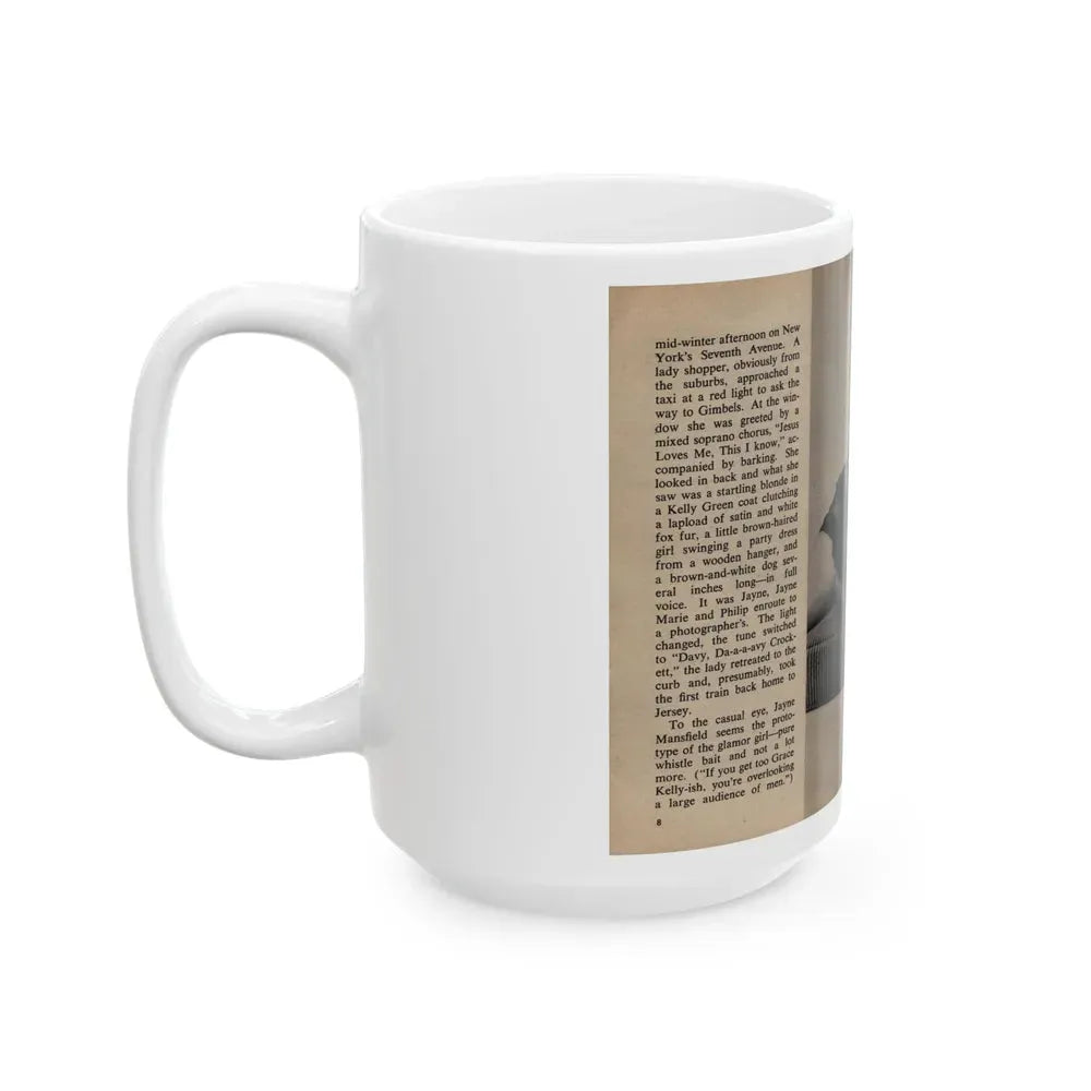 Jayne Mansfield #282 - JAYNE Pocket Magazine Pages 8 & 9 (Vintage Female Icon) White Coffee Mug - Go Mug Yourself